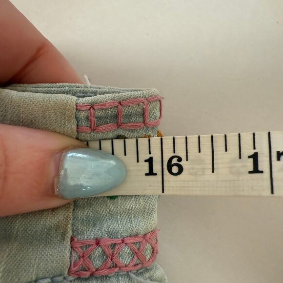 90s Vintage DENIMLAND  Floral Embroidered Maxi Button Front Jean Skirt Medium - Picture 7 of 9